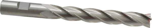 Cleveland - 5/8", 4" LOC, 5/8" Shank Diam, 6-1/8" OAL, 4 Flute, High Speed Steel Square End Mill - Single End, Uncoated, Spiral Flute, 30° Helix, Centercutting, Right Hand Cut, Right Hand Flute, Series HG-4C - Eagle Tool & Supply