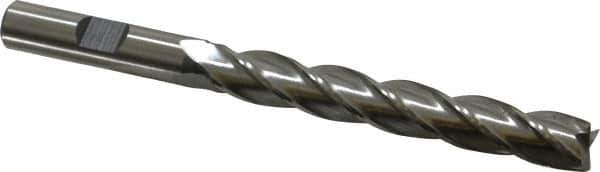 Cleveland - 13/32", 2-3/4" LOC, 3/8" Shank Diam, 4-1/2" OAL, 4 Flute, High Speed Steel Square End Mill - Single End, Uncoated, Spiral Flute, 30° Helix, Centercutting, Right Hand Cut, Right Hand Flute, Series HG-4C - Eagle Tool & Supply