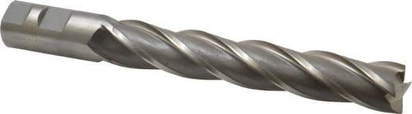 Cleveland - 1", 6" LOC, 1" Shank Diam, 8-1/2" OAL, 4 Flute, High Speed Steel Square End Mill - Single End, Uncoated, Spiral Flute, 30° Helix, Centercutting, Right Hand Cut, Right Hand Flute, Series HG-4C - Eagle Tool & Supply