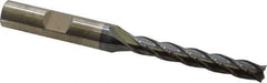 Cleveland - 1/4", 1-3/4" LOC, 3/8" Shank Diam, 3-9/16" OAL, 4 Flute, High Speed Steel Square End Mill - Single End, TiCN Finish, Spiral Flute, 30° Helix, Centercutting, Right Hand Cut, Right Hand Flute, Series HG-4C - Eagle Tool & Supply