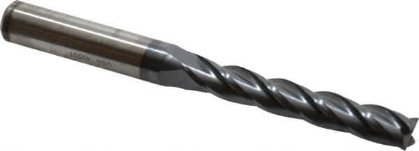 Cleveland - 5/16", 2" LOC, 3/8" Shank Diam, 3-1/4" OAL, 4 Flute, High Speed Steel Square End Mill - Single End, TiCN Finish, Spiral Flute, 30° Helix, Centercutting, Right Hand Cut, Right Hand Flute, Series HG-4C - Eagle Tool & Supply