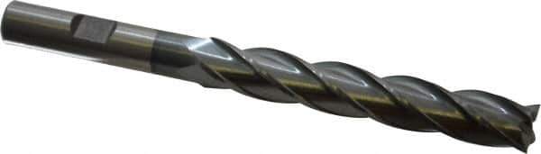 Cleveland - 7/16", 2-3/4" LOC, 3/8" Shank Diam, 4-1/2" OAL, 4 Flute, High Speed Steel Square End Mill - Single End, TiCN Finish, Spiral Flute, 30° Helix, Centercutting, Right Hand Cut, Right Hand Flute, Series HG-4C - Eagle Tool & Supply