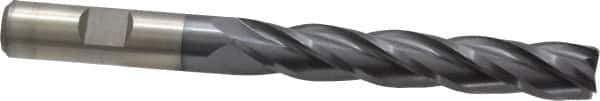 Cleveland - 1/2", 2" LOC, 1/2" Shank Diam, 5" OAL, 4 Flute, High Speed Steel Square End Mill - Single End, TiCN Finish, Spiral Flute, 30° Helix, Centercutting, Right Hand Cut, Right Hand Flute, Series HG-4C - Eagle Tool & Supply