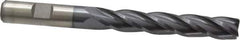 Cleveland - 1/2", 2" LOC, 1/2" Shank Diam, 5" OAL, 4 Flute, High Speed Steel Square End Mill - Single End, TiCN Finish, Spiral Flute, 30° Helix, Centercutting, Right Hand Cut, Right Hand Flute, Series HG-4C - Eagle Tool & Supply