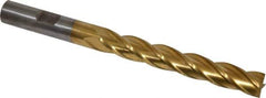 Cleveland - 3/8", 2-1/2" LOC, 3/8" Shank Diam, 4-1/4" OAL, 4 Flute, High Speed Steel Square End Mill - Single End, TiN Finish, Spiral Flute, 30° Helix, Centercutting, Right Hand Cut, Right Hand Flute, Series HG-4C - Eagle Tool & Supply