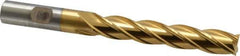 Cleveland - 1/2", 3" LOC, 1/2" Shank Diam, 5" OAL, 4 Flute, High Speed Steel Square End Mill - Single End, TiN Finish, Spiral Flute, 30° Helix, Centercutting, Right Hand Cut, Right Hand Flute, Series HG-4C - Eagle Tool & Supply