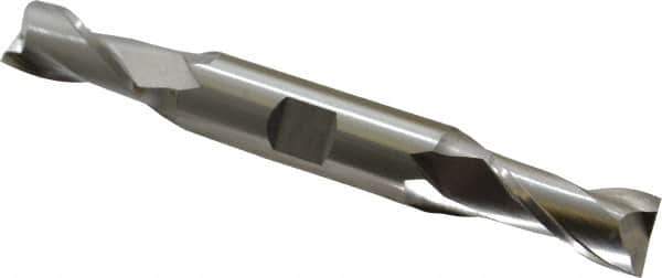 Cleveland - 9/16", 1-1/8" LOC, 5/8" Shank Diam, 5" OAL, 2 Flute, Cobalt Square End Mill - Double End, Uncoated, Spiral Flute, 30° Helix, Centercutting, Right Hand Cut, Right Hand Flute, Series HDC-2 - Eagle Tool & Supply
