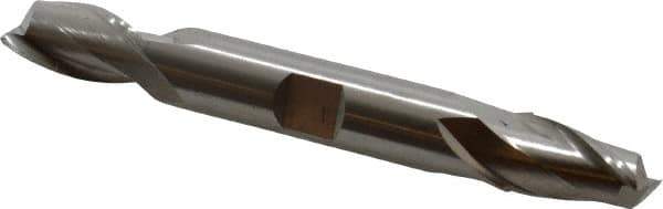 Cleveland - 15/32", 13/16" LOC, 1/2" Shank Diam, 4-1/8" OAL, 2 Flute, Cobalt Square End Mill - Double End, Uncoated, Spiral Flute, 30° Helix, Centercutting, Right Hand Cut, Right Hand Flute, Series HDC-2 - Eagle Tool & Supply