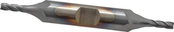 Cleveland - 1/8", 3/8" LOC, 3/8" Shank Diam, 3-1/16" OAL, 4 Flute, Cobalt Square End Mill - Double End, TiCN Finish, Spiral Flute, 30° Helix, Centercutting, Right Hand Cut, Right Hand Flute, Series HDC-4C - Eagle Tool & Supply