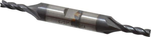 Cleveland - 5/32", 7/16" LOC, 3/8" Shank Diam, 3-1/8" OAL, 4 Flute, Cobalt Square End Mill - Double End, TiCN Finish, Spiral Flute, 30° Helix, Centercutting, Right Hand Cut, Right Hand Flute, Series HDC-4C - Eagle Tool & Supply