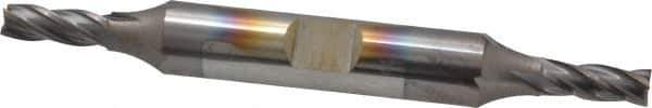 Cleveland - 3/16", 1/2" LOC, 3/8" Shank Diam, 3-1/4" OAL, 4 Flute, Cobalt Square End Mill - Double End, TiCN Finish, Spiral Flute, 30° Helix, Centercutting, Right Hand Cut, Right Hand Flute, Series HDC-4C - Eagle Tool & Supply