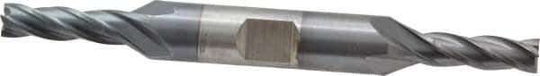 Cleveland - 7/32", 9/16" LOC, 3/8" Shank Diam, 3-1/4" OAL, 4 Flute, Cobalt Square End Mill - Double End, TiCN Finish, Spiral Flute, 30° Helix, Centercutting, Right Hand Cut, Right Hand Flute, Series HDC-4C - Eagle Tool & Supply