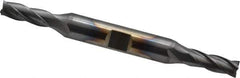 Cleveland - 1/4", 5/8" LOC, 3/8" Shank Diam, 3-3/8" OAL, 4 Flute, Cobalt Square End Mill - Double End, TiCN Finish, Spiral Flute, 30° Helix, Centercutting, Right Hand Cut, Right Hand Flute, Series HDC-4C - Eagle Tool & Supply