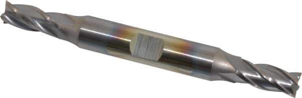 Cleveland - 9/32", 11/16" LOC, 3/8" Shank Diam, 3-3/8" OAL, 4 Flute, Cobalt Square End Mill - Double End, TiCN Finish, Spiral Flute, 30° Helix, Centercutting, Right Hand Cut, Right Hand Flute, Series HDC-4C - Eagle Tool & Supply
