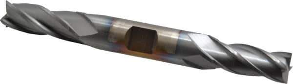 Cleveland - 7/16", 1" LOC, 1/2" Shank Diam, 4-1/2" OAL, 4 Flute, Cobalt Square End Mill - Double End, TiCN Finish, Spiral Flute, 30° Helix, Centercutting, Right Hand Cut, Right Hand Flute, Series HDC-4C - Eagle Tool & Supply