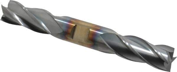 Cleveland - 3/4", 1-5/8" LOC, 3/4" Shank Diam, 5-5/8" OAL, 4 Flute, Cobalt Square End Mill - Double End, TiCN Finish, Spiral Flute, 30° Helix, Centercutting, Right Hand Cut, Right Hand Flute, Series HDC-4C - Eagle Tool & Supply
