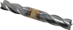 Cleveland - 3/4", 1-5/8" LOC, 3/4" Shank Diam, 5-5/8" OAL, 4 Flute, Cobalt Square End Mill - Double End, TiCN Finish, Spiral Flute, 30° Helix, Centercutting, Right Hand Cut, Right Hand Flute, Series HDC-4C - Eagle Tool & Supply