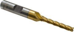 Cleveland - 5/16", 3/4" LOC, 3/8" Shank Diam, 3-1/2" OAL, 4 Flute, Cobalt Square End Mill - Double End, TiN Finish, Spiral Flute, 30° Helix, Centercutting, Right Hand Cut, Right Hand Flute, Series HDC-4C - Eagle Tool & Supply