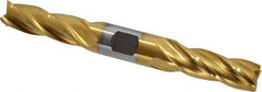 Cleveland - 9/16", 1-3/8" LOC, 5/8" Shank Diam, 5" OAL, 4 Flute, Cobalt Square End Mill - Double End, TiN Finish, Spiral Flute, 30° Helix, Centercutting, Right Hand Cut, Right Hand Flute, Series HDC-4C - Eagle Tool & Supply