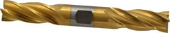 Cleveland - 3/4", 1-5/8" LOC, 3/4" Shank Diam, 5-5/8" OAL, 4 Flute, Cobalt Square End Mill - Double End, TiN Finish, Spiral Flute, 30° Helix, Centercutting, Right Hand Cut, Right Hand Flute, Series HDC-4C - Eagle Tool & Supply
