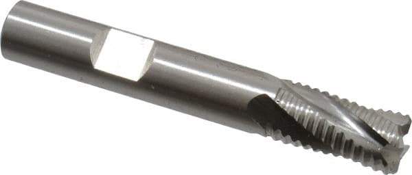 Cleveland - 3/8" Diam, Coarse Pitch, 3/4" LOC, 4 Flute Powdered Metal Roughing Square End Mill - Uncoated, 2-1/2" OAL, 3/8" Shank Diam, Single End, 30° Helix - Eagle Tool & Supply