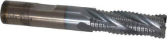 Cleveland - 1/2" Diam, Coarse Pitch, 1-1/4" LOC, 4 Flute Powdered Metal Roughing Square End Mill - TiCN Finish, 3-1/4" OAL, 1/2" Shank Diam, Single End, 30° Helix - Eagle Tool & Supply