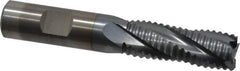 Cleveland - 5/8" Diam, Coarse Pitch, 1-5/8" LOC, 4 Flute Powdered Metal Roughing Square End Mill - TiCN Finish, 3-3/4" OAL, 5/8" Shank Diam, Single End, 30° Helix - Eagle Tool & Supply