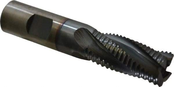 Cleveland - 3/4" Diam, Coarse Pitch, 1-5/8" LOC, 4 Flute Powdered Metal Roughing Square End Mill - TiCN Finish, 3-7/8" OAL, 3/4" Shank Diam, Single End, 30° Helix - Eagle Tool & Supply