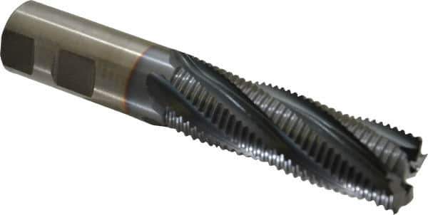 Cleveland - 1" Diam, Coarse Pitch, 3" LOC, 5 Flute Powdered Metal Roughing Square End Mill - TiCN Finish, 5-1/2" OAL, 1" Shank Diam, Single End, 30° Helix - Eagle Tool & Supply