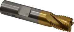 Cleveland - 1/2" Diam, Coarse Pitch, 1/2" LOC, 4 Flute Powdered Metal Roughing Square End Mill - TiN Finish, 2-1/2" OAL, 1/2" Shank Diam, Single End, 30° Helix - Eagle Tool & Supply