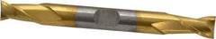Cleveland - 3/8", 9/16" LOC, 3/8" Shank Diam, 3-1/2" OAL, 2 Flute, Cobalt Square End Mill - Double End, TiN Finish, Spiral Flute, 30° Helix, Centercutting, Right Hand Cut, Right Hand Flute, Series HDC-2 - Eagle Tool & Supply