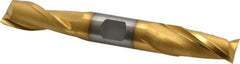 Cleveland - 5/8", 1-1/8" LOC, 5/8" Shank Diam, 5" OAL, 2 Flute, Cobalt Square End Mill - Double End, TiN Finish, Spiral Flute, 30° Helix, Centercutting, Right Hand Cut, Right Hand Flute, Series HDC-2 - Eagle Tool & Supply