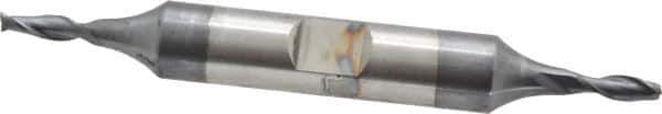 Cleveland - 1/8", 3/8" LOC, 3/8" Shank Diam, 3-1/16" OAL, 2 Flute, Cobalt Square End Mill - Double End, TiCN Finish, Spiral Flute, 30° Helix, Centercutting, Right Hand Cut, Right Hand Flute, Series HDC-2 - Eagle Tool & Supply