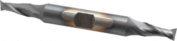 Cleveland - 1/4", 1/2" LOC, 3/8" Shank Diam, 3-3/8" OAL, 2 Flute, Cobalt Square End Mill - Double End, TiCN Finish, Spiral Flute, 30° Helix, Centercutting, Right Hand Cut, Right Hand Flute, Series HDC-2 - Eagle Tool & Supply
