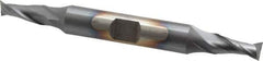 Cleveland - 1/4", 1/2" LOC, 3/8" Shank Diam, 3-3/8" OAL, 2 Flute, Cobalt Square End Mill - Double End, TiCN Finish, Spiral Flute, 30° Helix, Centercutting, Right Hand Cut, Right Hand Flute, Series HDC-2 - Eagle Tool & Supply