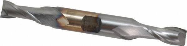 Cleveland - 13/32", 13/16" LOC, 1/2" Shank Diam, 4-1/8" OAL, 2 Flute, Cobalt Square End Mill - Double End, TiCN Finish, Spiral Flute, 30° Helix, Centercutting, Right Hand Cut, Right Hand Flute, Series HDC-2 - Eagle Tool & Supply