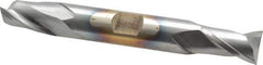 Cleveland - 1/2", 13/16" LOC, 1/2" Shank Diam, 4-1/8" OAL, 2 Flute, Cobalt Square End Mill - Double End, TiCN Finish, Spiral Flute, 30° Helix, Centercutting, Right Hand Cut, Right Hand Flute, Series HDC-2 - Eagle Tool & Supply