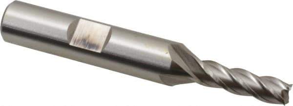 Cleveland - 7/32", 5/8" LOC, 3/8" Shank Diam, 2-7/16" OAL, 4 Flute, Powdered Metal Square End Mill - Single End, Uncoated, Spiral Flute, 37° Helix, Centercutting, Right Hand Cut, Right Hand Flute, Series PM-4 - Eagle Tool & Supply