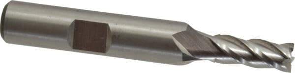 Cleveland - 1/4", 5/8" LOC, 3/8" Shank Diam, 2-7/16" OAL, 4 Flute, Powdered Metal Square End Mill - Single End, Uncoated, Spiral Flute, 37° Helix, Centercutting, Right Hand Cut, Right Hand Flute, Series PM-4 - Eagle Tool & Supply
