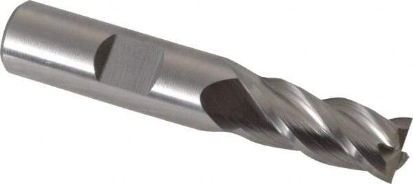 Cleveland - 7/16", 1" LOC, 1/2" Shank Diam, 2-11/16" OAL, 4 Flute, Powdered Metal Square End Mill - Single End, Uncoated, Spiral Flute, 37° Helix, Centercutting, Right Hand Cut, Right Hand Flute, Series PM-4 - Eagle Tool & Supply