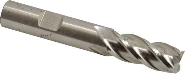 Cleveland - 1/2", 1-1/4" LOC, 1/2" Shank Diam, 3-1/2" OAL, 4 Flute, Powdered Metal Square End Mill - Single End, Uncoated, Spiral Flute, 37° Helix, Centercutting, Right Hand Cut, Right Hand Flute, Series PM-4 - Eagle Tool & Supply
