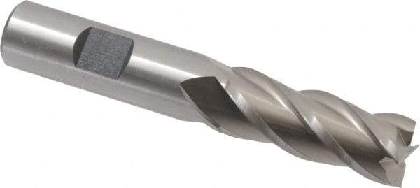 Cleveland - 5/8", 1-5/8" LOC, 5/8" Shank Diam, 3-3/4" OAL, 4 Flute, Powdered Metal Square End Mill - Single End, Uncoated, Spiral Flute, 37° Helix, Centercutting, Right Hand Cut, Right Hand Flute, Series PM-4 - Eagle Tool & Supply