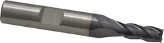 Cleveland - 1/4", 5/8" LOC, 3/8" Shank Diam, 2-7/16" OAL, 4 Flute, Powdered Metal Square End Mill - Single End, TiCN Finish, Spiral Flute, 37° Helix, Centercutting, Right Hand Cut, Right Hand Flute, Series PM-4 - Eagle Tool & Supply