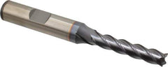 Cleveland - 1/4", 1-1/4" LOC, 3/8" Shank Diam, 3-1/16" OAL, 4 Flute, Powdered Metal Square End Mill - Single End, TiCN Finish, Spiral Flute, 37° Helix, Centercutting, Right Hand Cut, Right Hand Flute, Series PM-4 - Eagle Tool & Supply