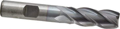 Cleveland - 9/16", 1-3/8" LOC, 1/2" Shank Diam, 3-3/8" OAL, 4 Flute, Powdered Metal Square End Mill - Single End, TiCN Finish, Spiral Flute, 37° Helix, Centercutting, Right Hand Cut, Right Hand Flute, Series PM-4 - Eagle Tool & Supply