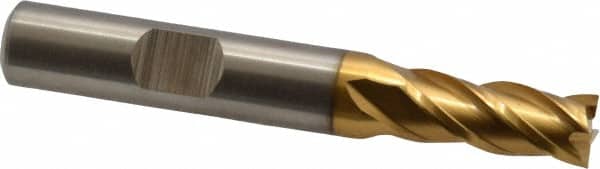Cleveland - 5/16", 3/4" LOC, 3/8" Shank Diam, 2-1/2" OAL, 4 Flute, Powdered Metal Square End Mill - Eagle Tool & Supply
