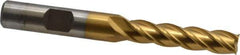 Cleveland - 5/16", 1-3/8" LOC, 3/8" Shank Diam, 3-1/8" OAL, 4 Flute, Powdered Metal Square End Mill - Single End, TiN Finish, Spiral Flute, 37° Helix, Centercutting, Right Hand Cut, Right Hand Flute, Series PM-4 - Eagle Tool & Supply
