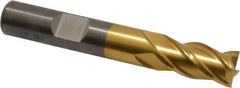 Cleveland - 3/8", 3/4" LOC, 3/8" Shank Diam, 2-1/2" OAL, 4 Flute, Powdered Metal Square End Mill - Single End, TiN Finish, Spiral Flute, 37° Helix, Centercutting, Right Hand Cut, Right Hand Flute, Series PM-4 - Eagle Tool & Supply