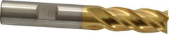 Cleveland - 1/2", 1-1/4" LOC, 1/2" Shank Diam, 3-1/2" OAL, 4 Flute, Powdered Metal Square End Mill - Single End, TiN Finish, Spiral Flute, 37° Helix, Centercutting, Right Hand Cut, Right Hand Flute, Series PM-4 - Eagle Tool & Supply