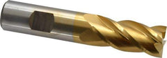 Cleveland - 3/4", 1-5/8" LOC, 3/4" Shank Diam, 3-7/8" OAL, 4 Flute, Powdered Metal Square End Mill - Single End, TiN Finish, Spiral Flute, 37° Helix, Centercutting, Right Hand Cut, Right Hand Flute, Series PM-4 - Eagle Tool & Supply